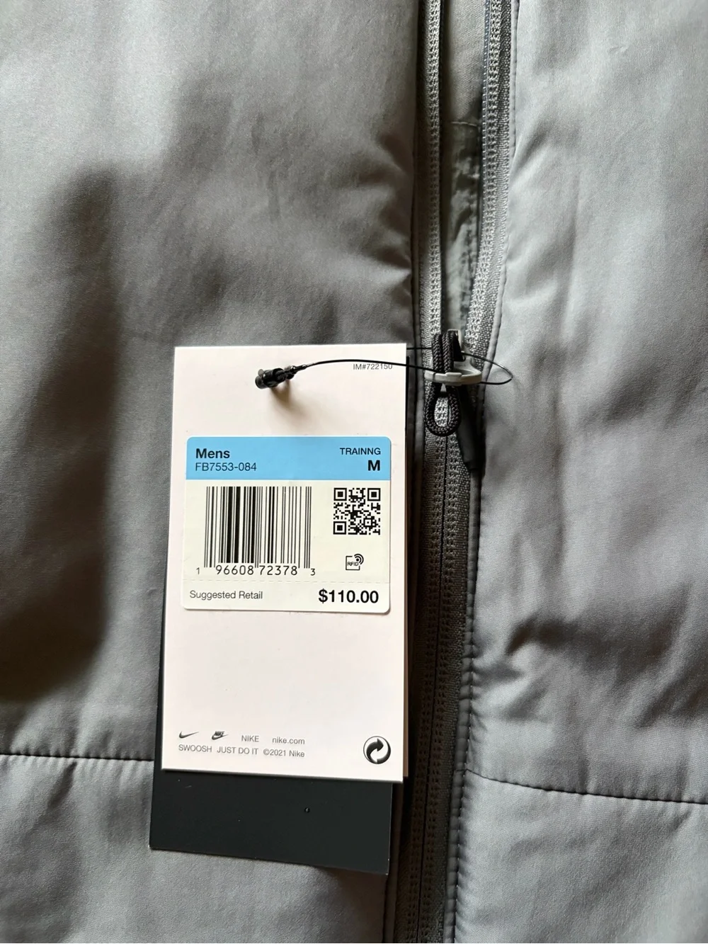 Nike Men’s Light Gray Quilted Vest